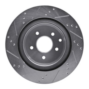 Infiniti G35 Brake Rotor (1) - Rear Right - R1 Concepts - Drilled & Slotted - Silver - `03-`08
